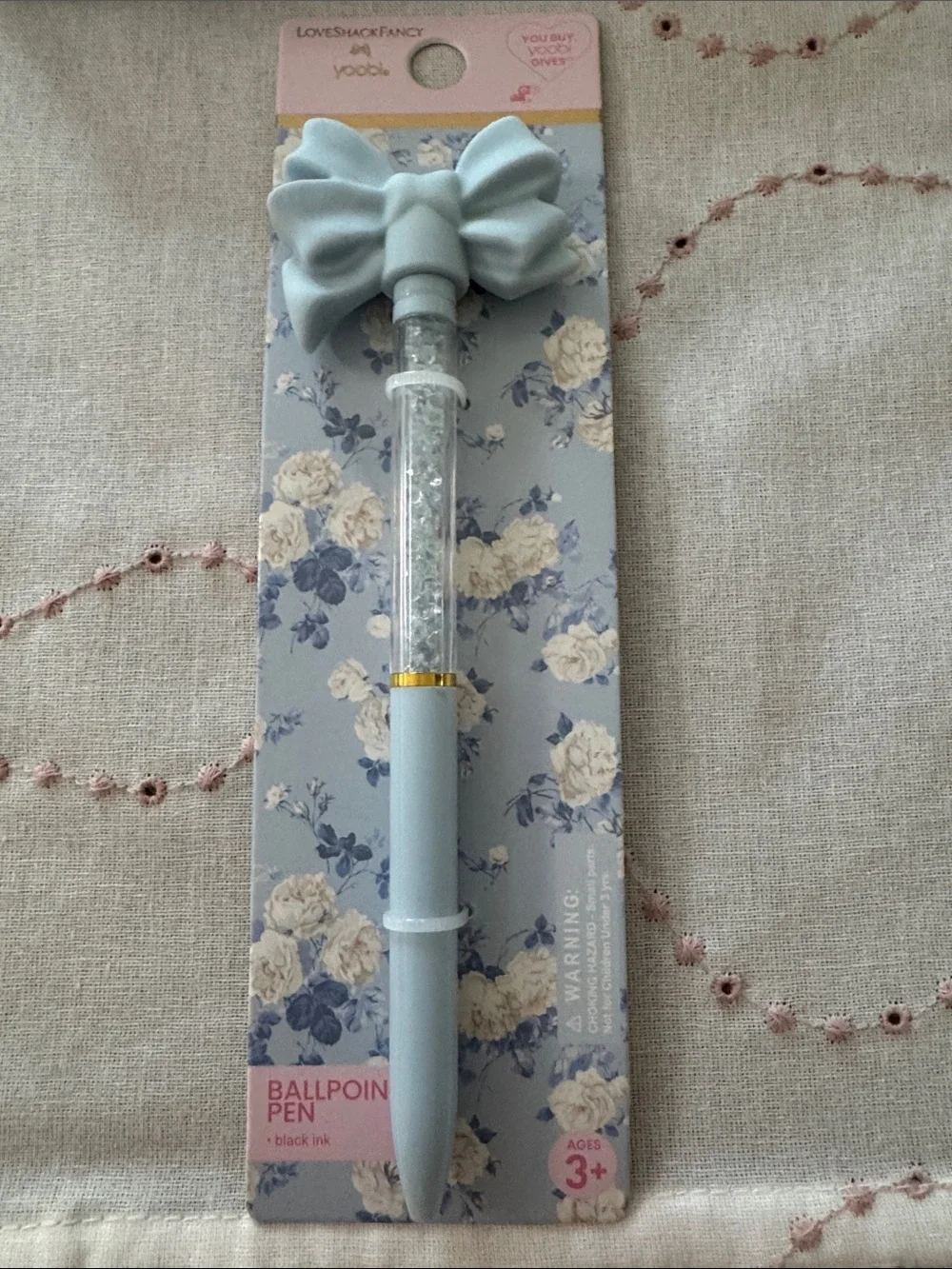 LoveShackFancy Floral Teacher Planner 2026-2027 in Pink & Gold with Blue Bow Pen